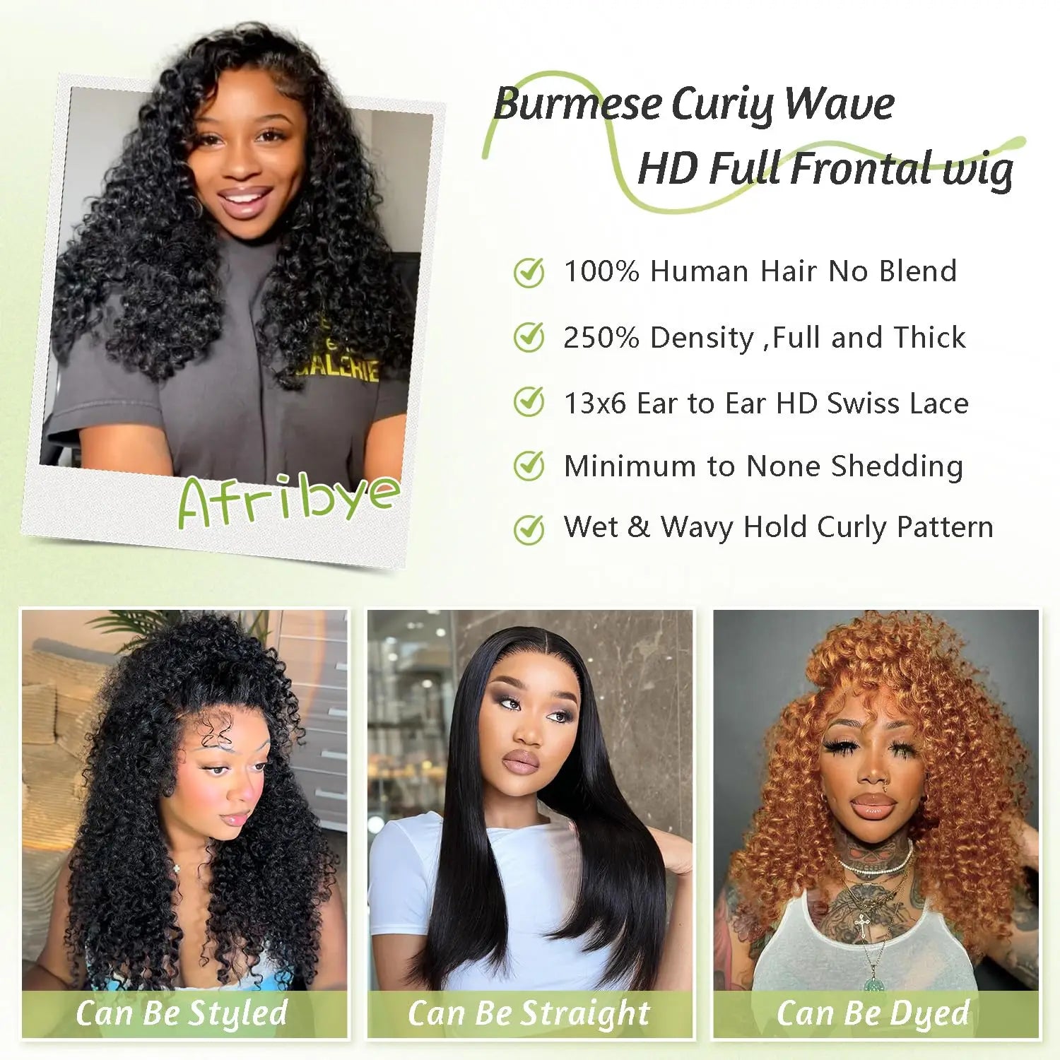 250 Density Burmese Curly Hair Wig 13x6 Lace Frontal Wig 100% Human Hair Deep Wave 13x4 HD Lace Front Human Hair Wigs For Women