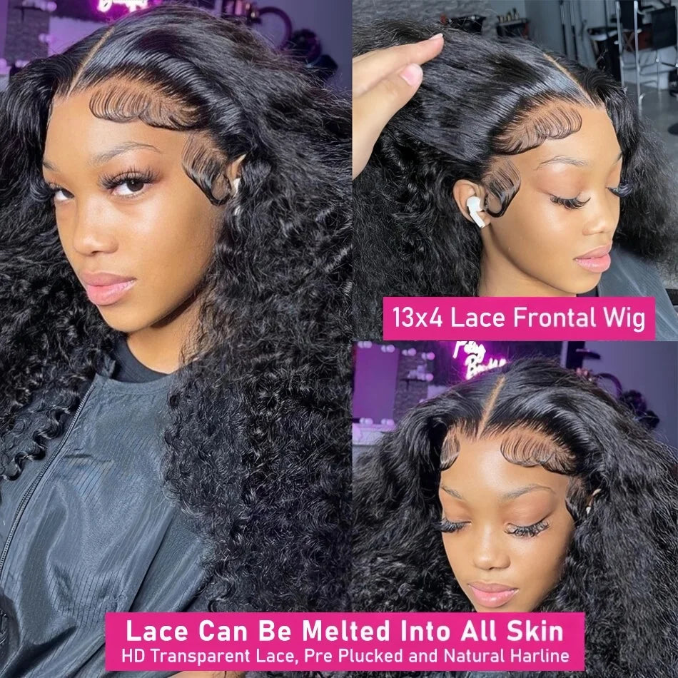 Glueless Wigs Human Hair Ready To Wear Deep Wave 5x5 HD Lace Closure Wig 13x6 Curly Human Hair Wig 360 Water Wave Human Hair Wig