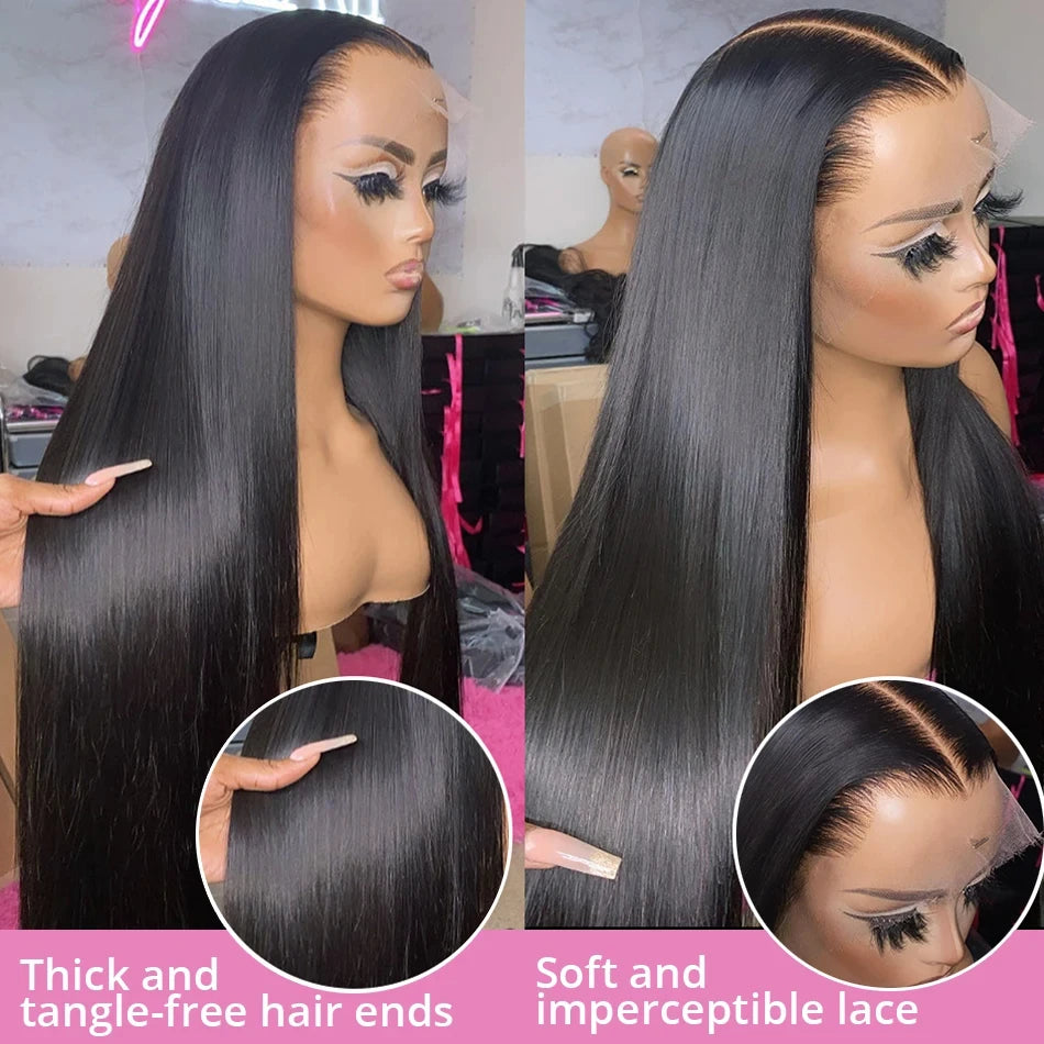 Nexora Black Wig 1b 13x4 40 Inch Bone Straight Human Hair Wigs High Density Hd Lace Wigs Baby Hair Clearance Sale Items