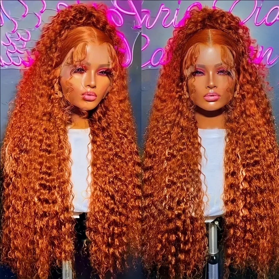 200 Density Ginger Human Hair Wig Water Wave Curly Human Hair Wig 100% Brazilian Colored hd Lace Wig 13x4 13x6 Virgin Human Hair