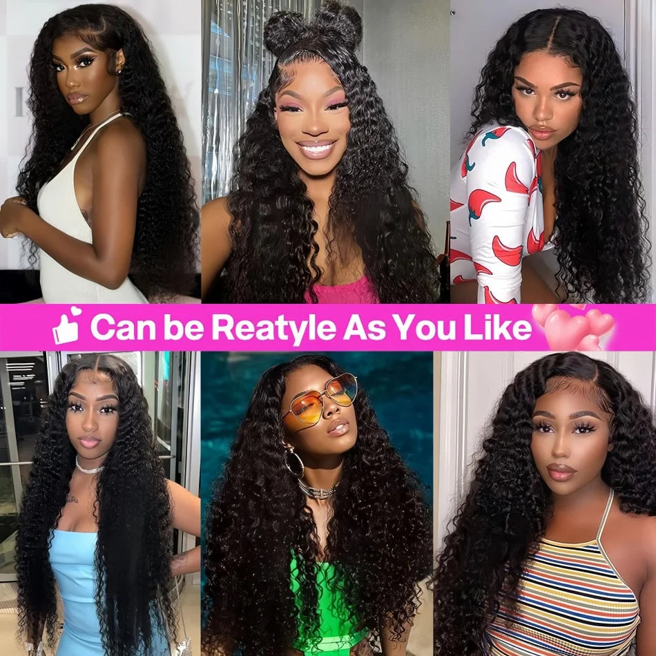Glueless Wigs Human Hair Ready To Wear Deep Wave 5x5 HD Lace Closure Wig 13x6 Curly Human Hair Wig 360 Water Wave Human Hair Wig