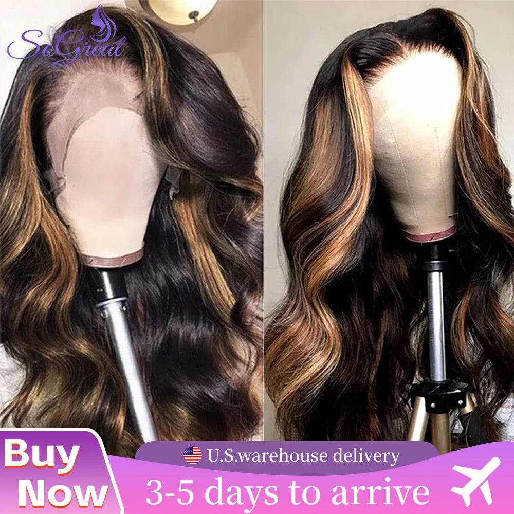 SoGreat 200% Density Loose Body Wave Wig 13x6 Hd Frontal Wig 13x4 Lace Frontal 4/27 Highlight Wig Human Hair Brazilian Hair