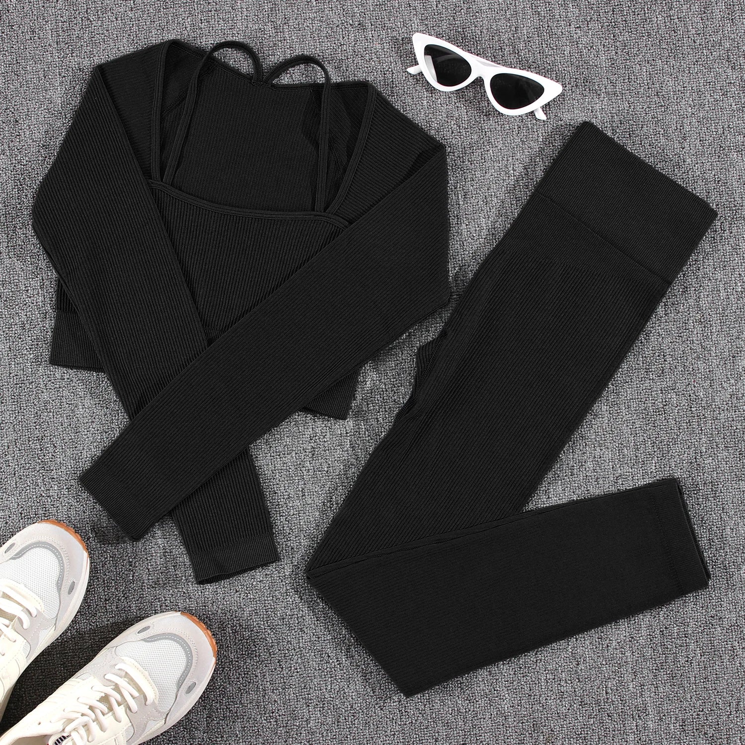 1/2/3/4/5PCS Gym Leggings Women Pants Sets Thread Sexy Sport Autumn  T-Shirt Sets Seamless Outdoors Activewear Suit Tank Top