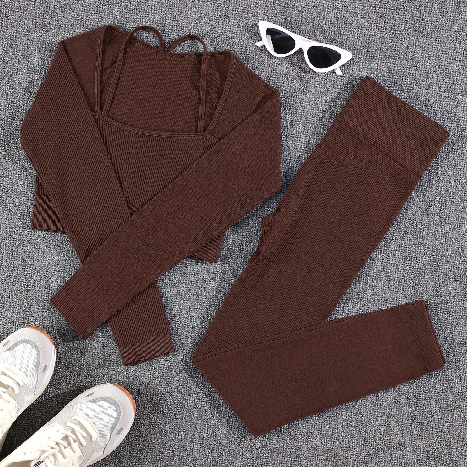 1/2/3/4/5PCS Gym Leggings Women Pants Sets Thread Sexy Sport Autumn  T-Shirt Sets Seamless Outdoors Activewear Suit Tank Top