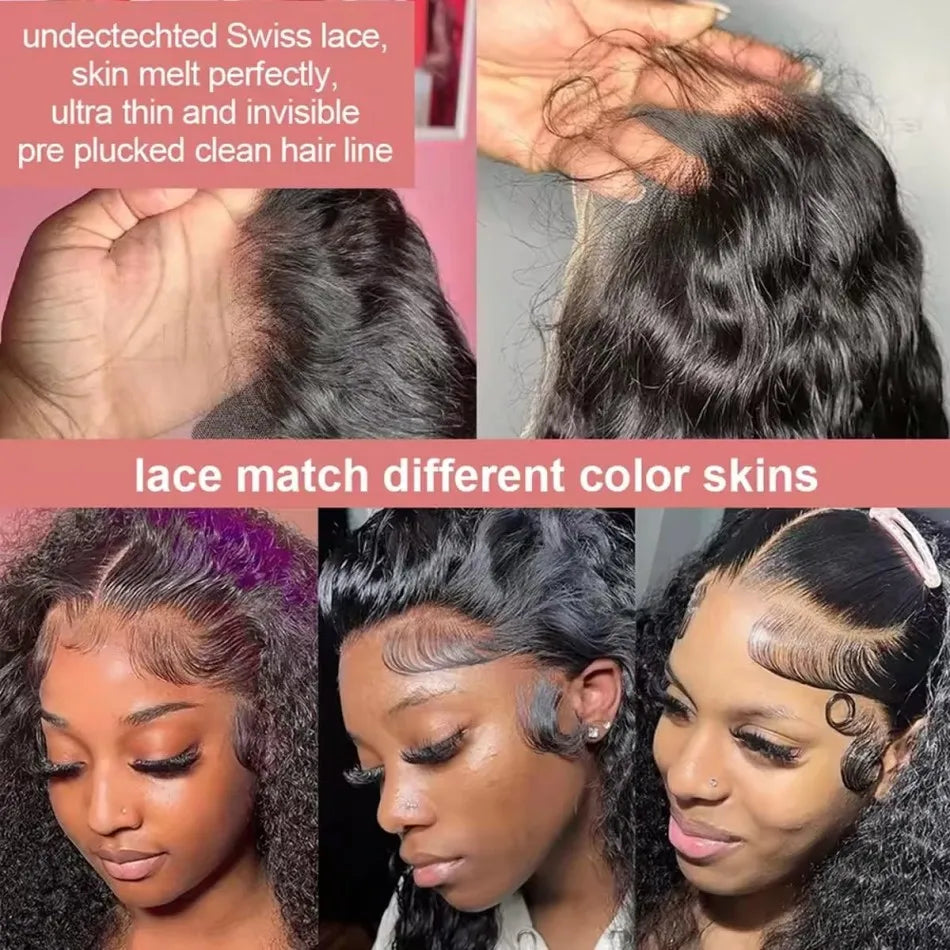 40 Inch Deep Wave Human Hair Wig 13X6 Hd Lace Frontal Wig 250 Density Preplucked Brazilian Hair Water Wave Curly  Lace Front Wig