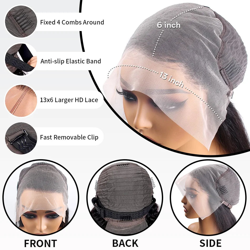 Wewave Burmese Curly Hair Wig Deep Wave 1B Black 13x6 HD Lace Front Human Hair Wig Water Wave 250% Density Bleached Knotted