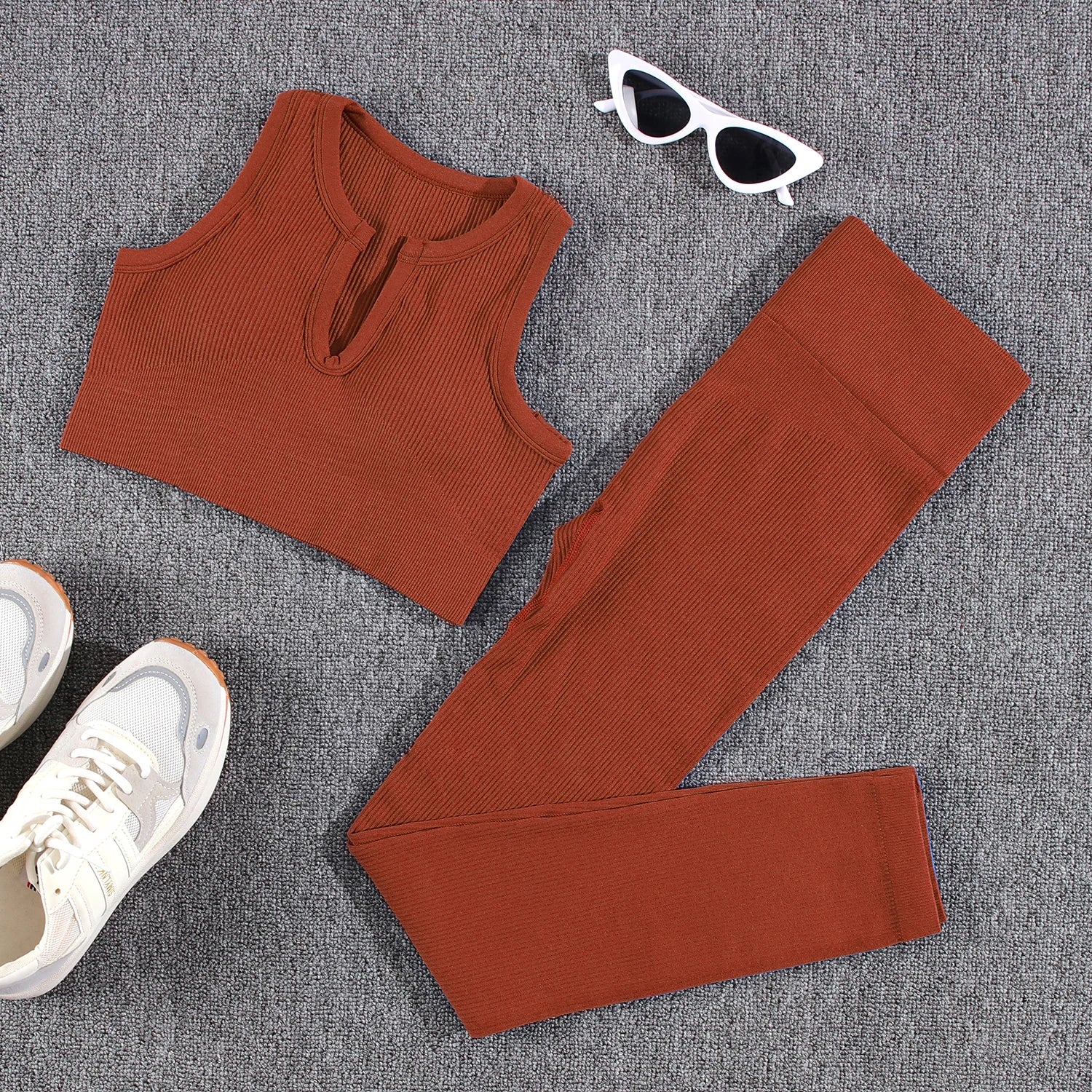 1/2/3/4/5PCS Gym Leggings Women Pants Sets Thread Sexy Sport Autumn  T-Shirt Sets Seamless Outdoors Activewear Suit Tank Top