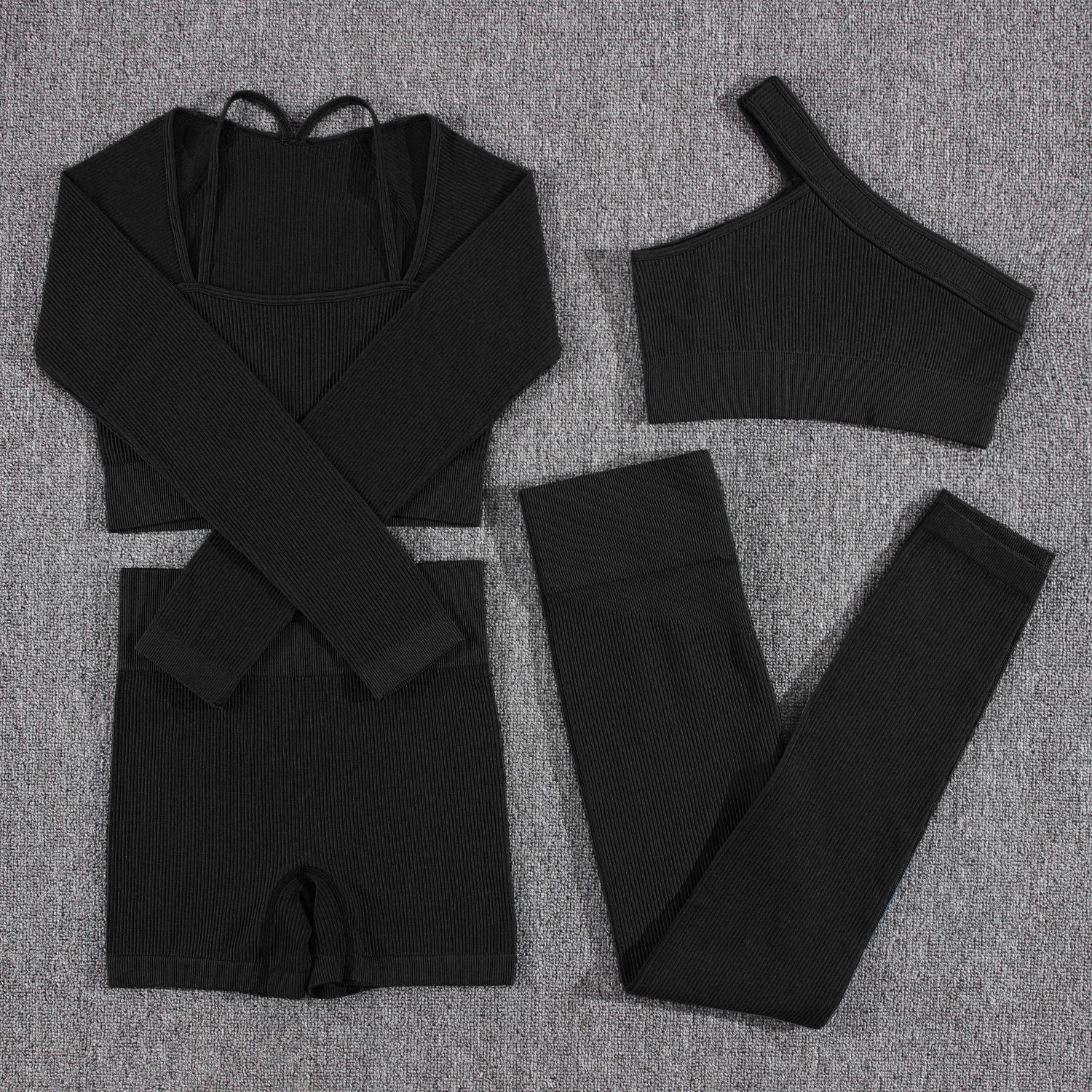 1/2/3/4/5PCS Gym Leggings Women Pants Sets Thread Sexy Sport Autumn  T-Shirt Sets Seamless Outdoors Activewear Suit Tank Top