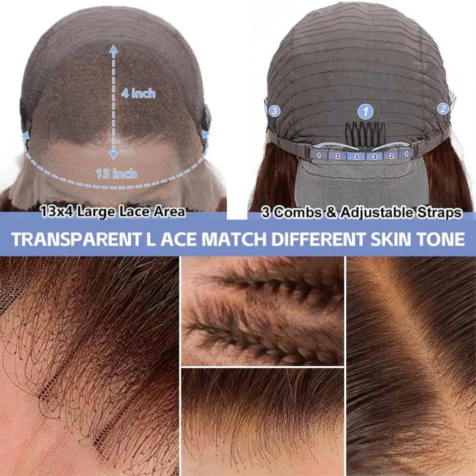 Chocolate Brown Human Hair Wigs 13X6 Hd Lace Frontal Wig Colored 13X4 Straight Lace Front Wigs Pre Plucked Brazilian Wig 36 Inch