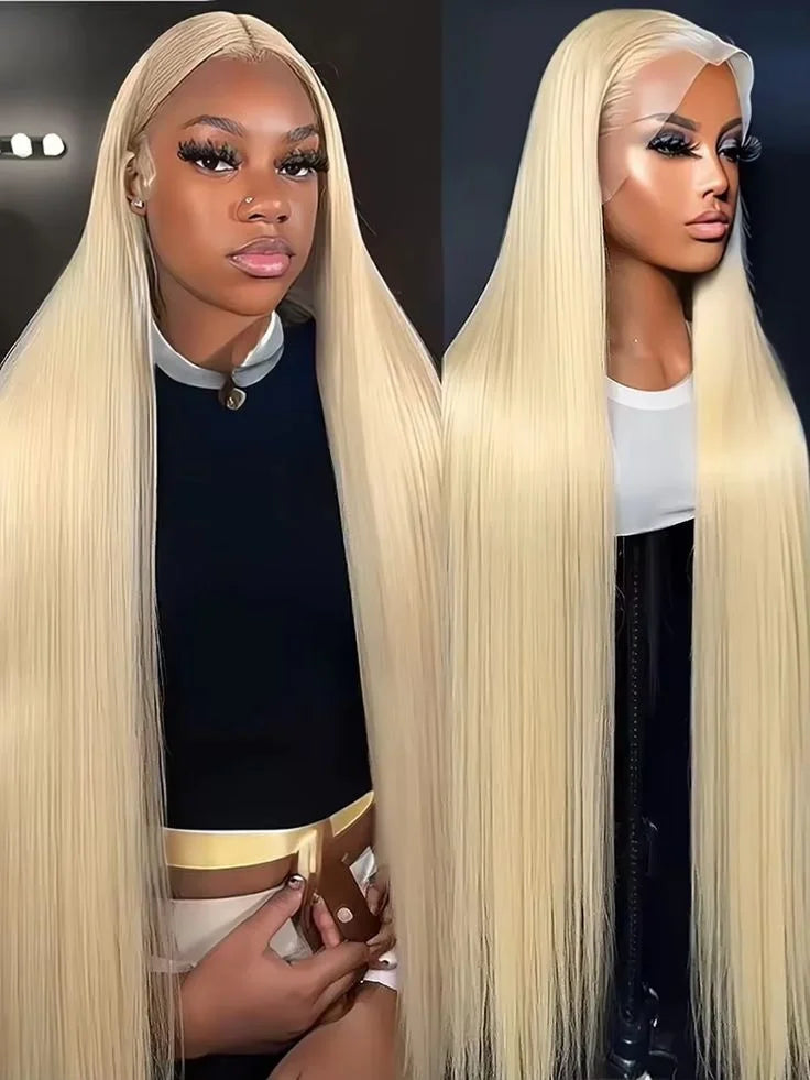 Lowell 613 Blonde Straight Human Hair Wigs 13X6 Hd Lace 200 Density Lace Front Wigs 100% 36 Inch Pre-Plucked Straight Wig Women