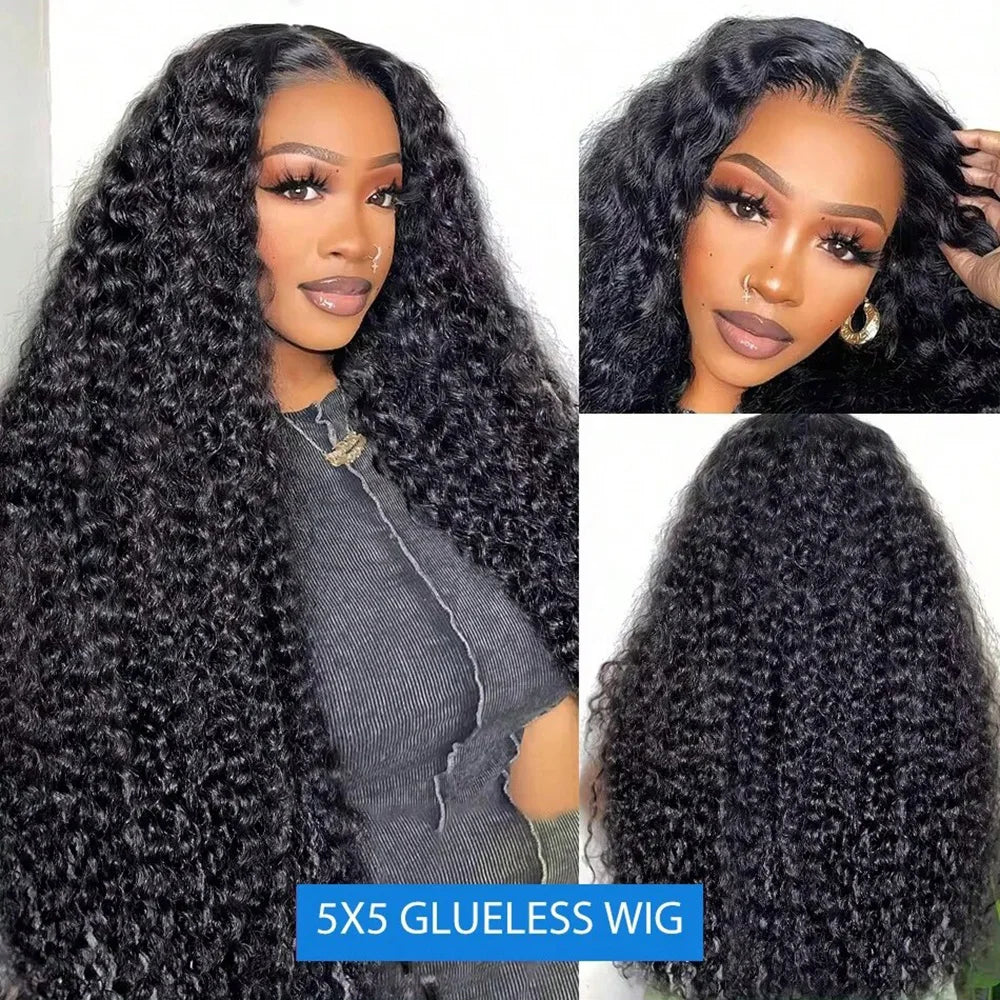 360 Invisible Strap Full Lace Curly Glueless Wigs Human Hair 4x4 5x5 Ready Wear and Go Deep Water Wave Pre Plucked For Women