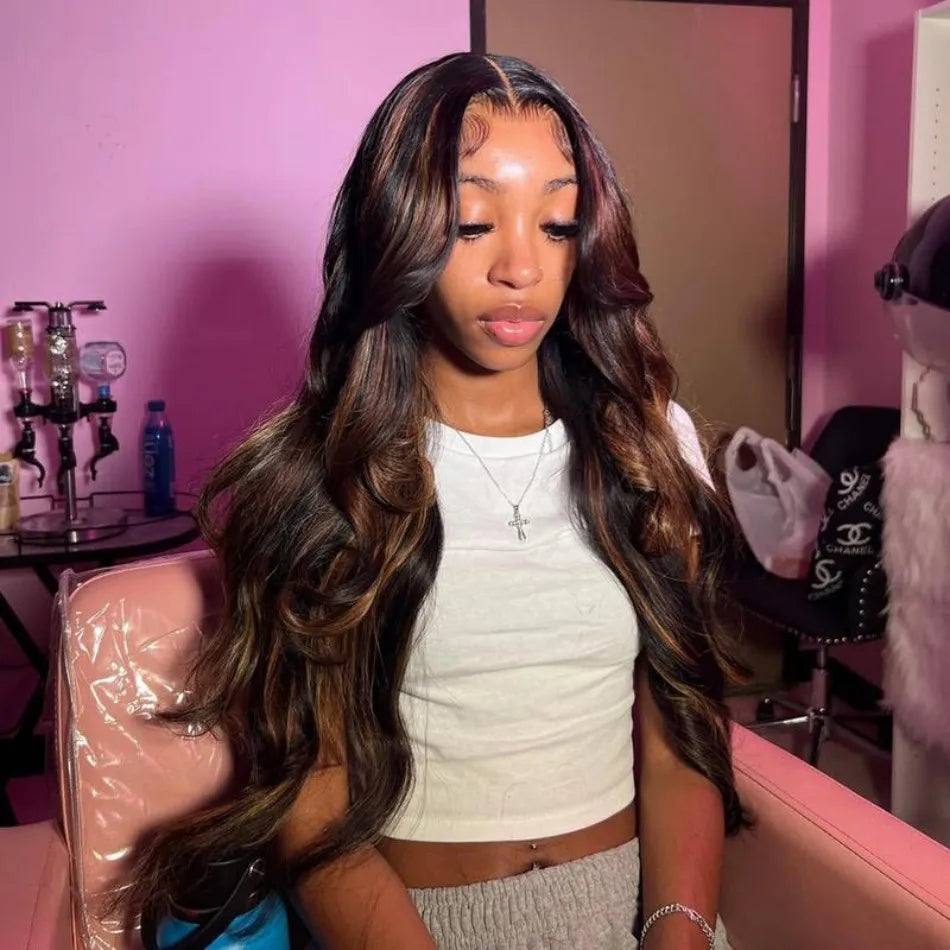 Highlight P1B30 Body Wave Human Hair Wigs 100%Human Hair Quality 13X6 Hd Lace Frontal Wigs 250 Density Brazilian Lace Front Wigs