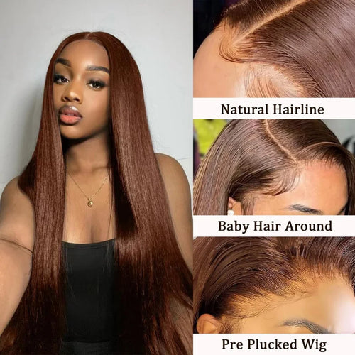 Chocolate Brown Human Hair Wigs 13X6 Hd Lace Frontal Wig Colored 13X4 Straight Lace Front Wigs Pre Plucked Brazilian Wig 36 Inch