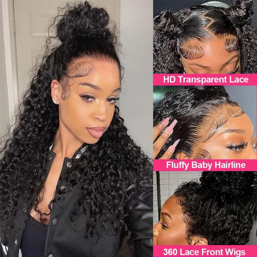 360 Invisible Strap Full Lace Curly Glueless Wigs Human Hair 4x4 5x5 Ready Wear and Go Deep Water Wave Pre Plucked For Women