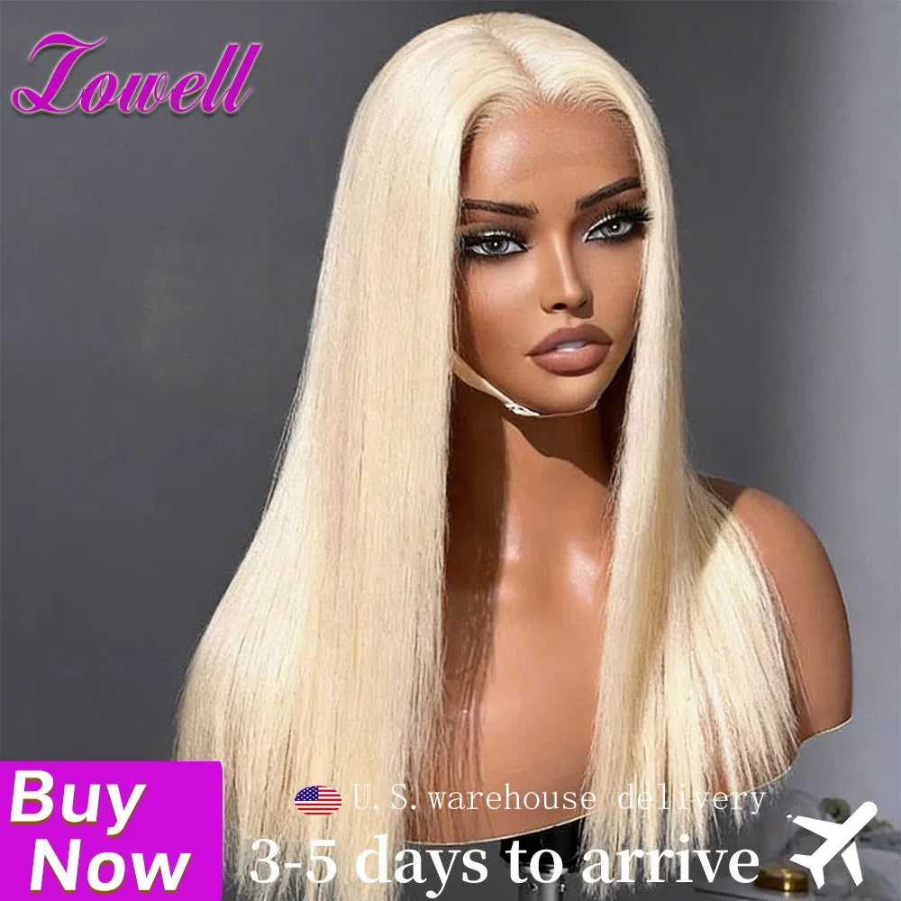 Lowell 613 Blonde Straight Human Hair Wigs 13X6 Hd Lace 200 Density Lace Front Wigs 100% 36 Inch Pre-Plucked Straight Wig Women