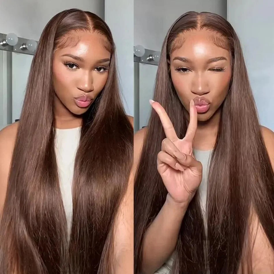 Chocolate Brown Human Hair Wigs 13X6 Hd Lace Frontal Wig Colored 13X4 Straight Lace Front Wigs Pre Plucked Brazilian Wig 36 Inch