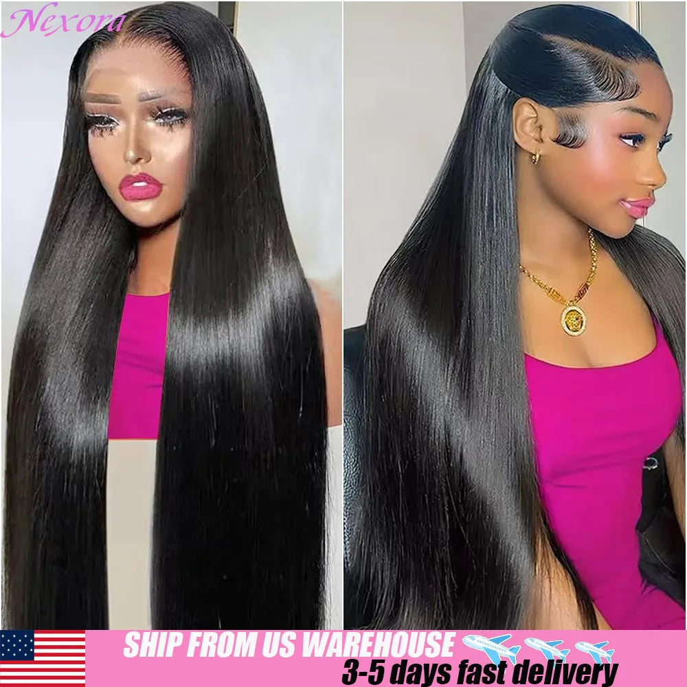 Nexora Black Wig 1b 13x4 40 Inch Bone Straight Human Hair Wigs High Density Hd Lace Wigs Baby Hair Clearance Sale Items