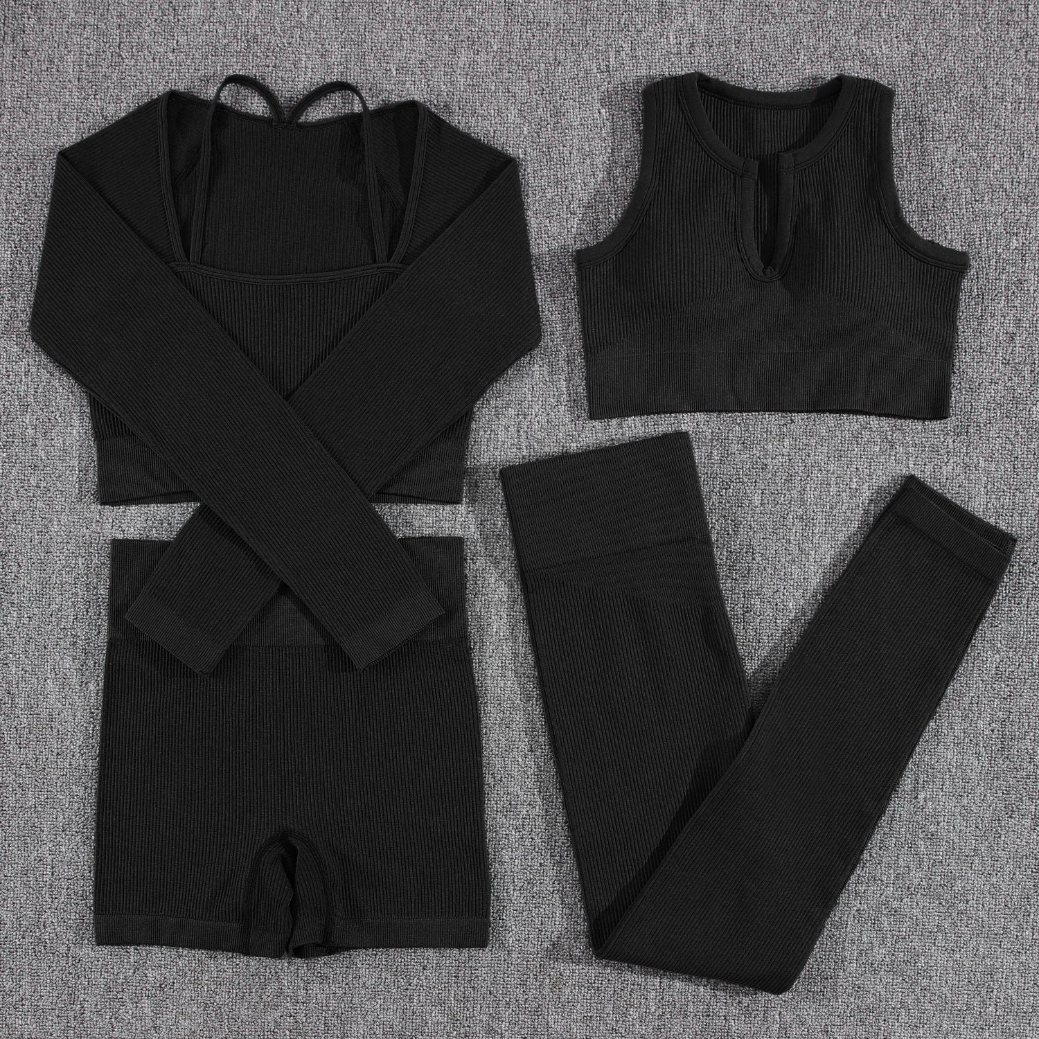 1/2/3/4/5PCS Gym Leggings Women Pants Sets Thread Sexy Sport Autumn  T-Shirt Sets Seamless Outdoors Activewear Suit Tank Top