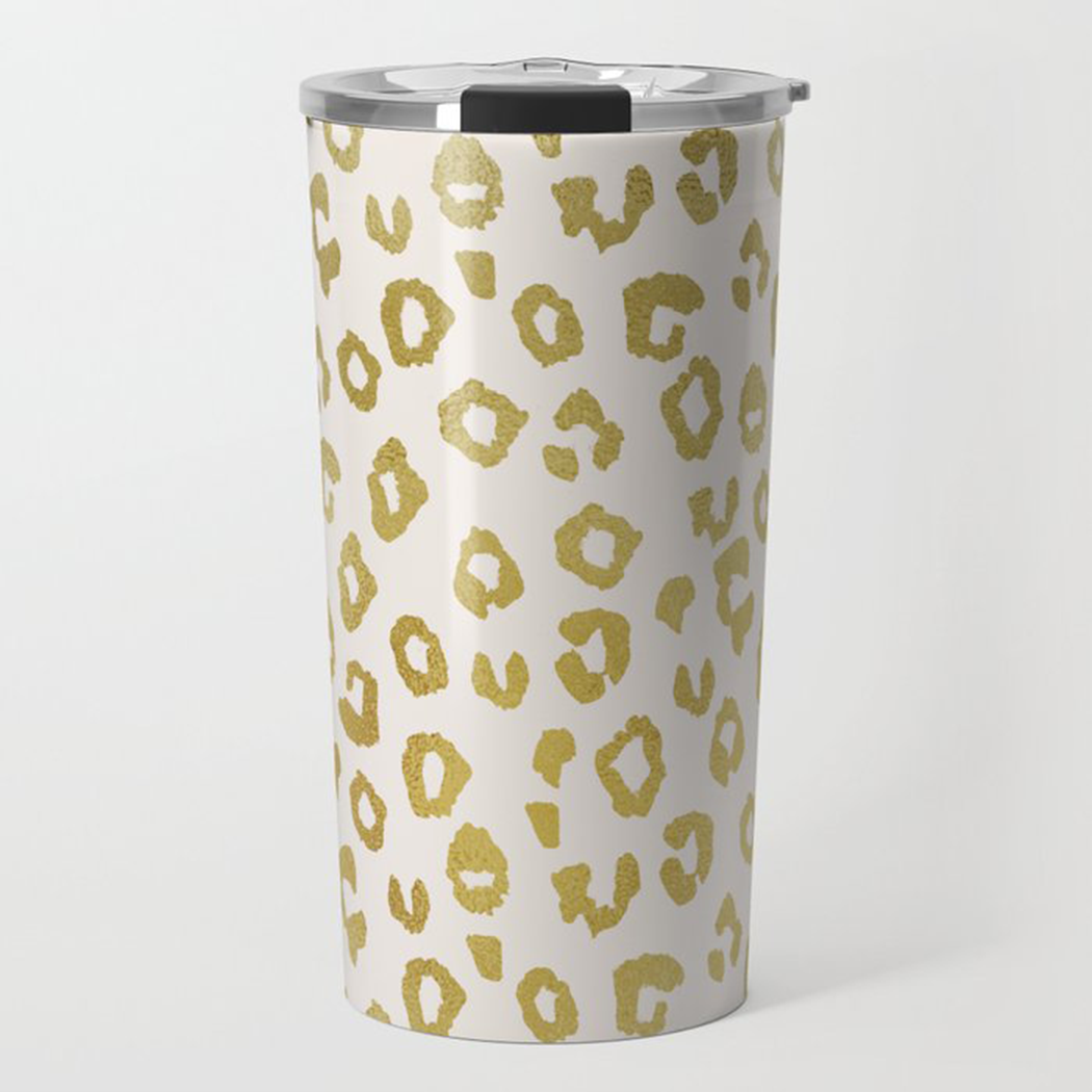 Gold Leopard Print Travel Mug